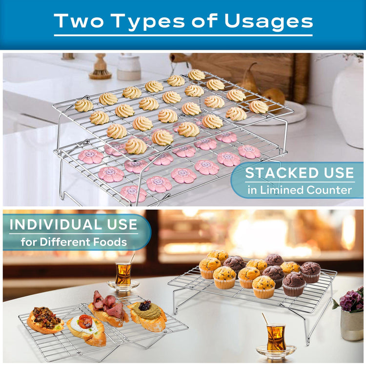 4 Tier 15x10IN Cookie Cooling Rack for Cooking Stackable Collapsible
