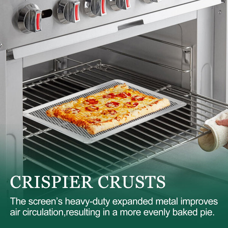 Pizza Screen 8 x 12 Inch 2 Pack Rectangular Aluminum Pizza Pan Restaurant (2 Count)