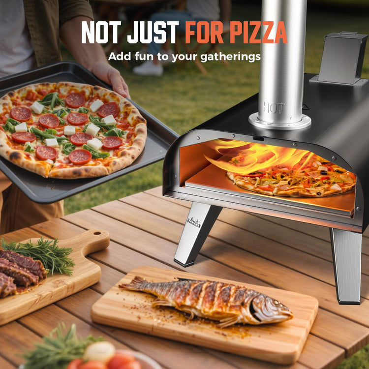 12" Multi Fuel Outdoor Pizza Oven Reach up to 1110℉