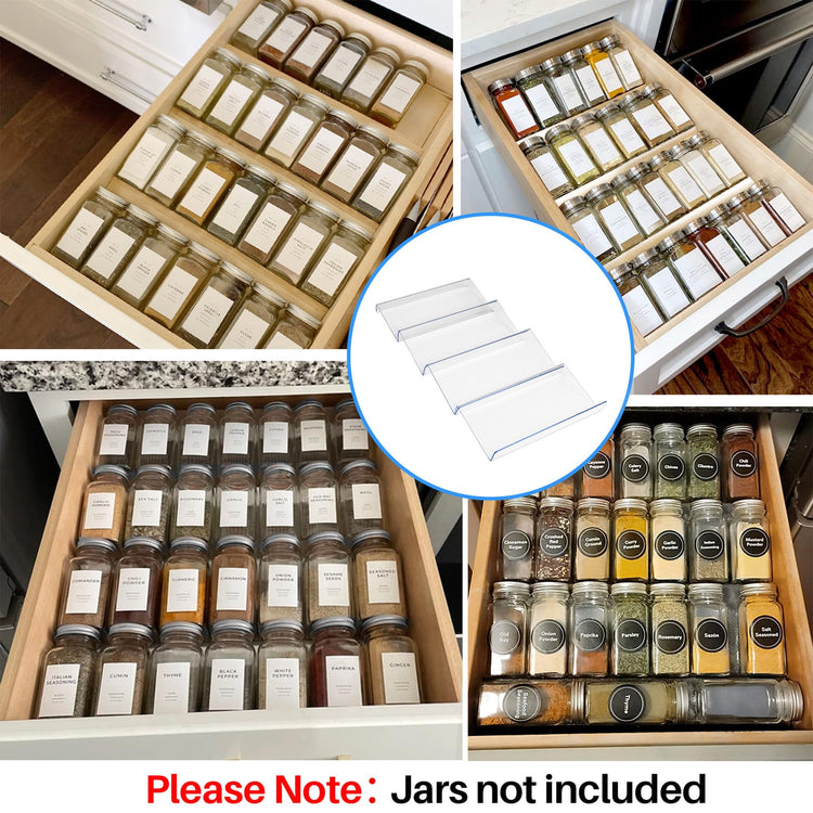 Clear Acrylic Spice Drawer Organizer (4 Count)