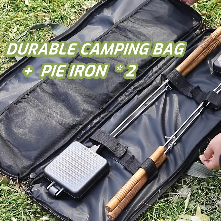 Campfire Pie Iron 4.9" Large Cast Iron Sandwich Maker for Camping 2 Pcs with Storage Bag (2 Count)