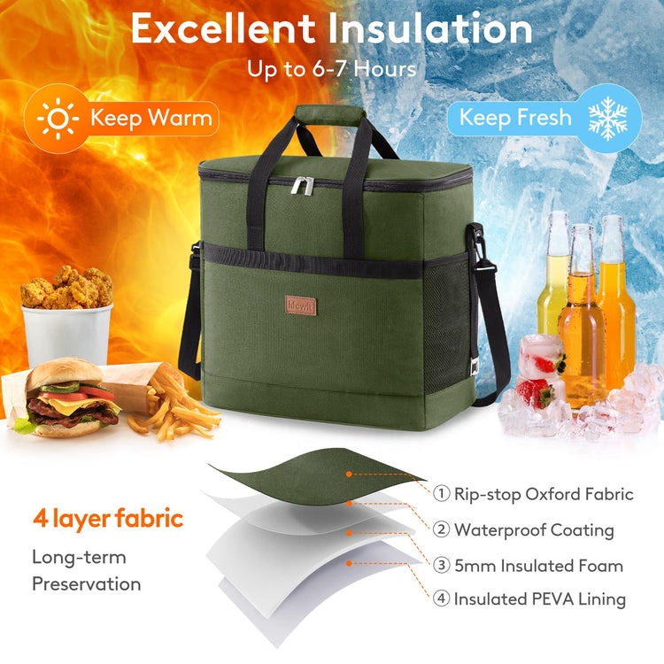 Cooler Bag 60 Cans Collapsible and Insulated Large Lunch Bag Leakproof Soft Cooler Portable for Camping