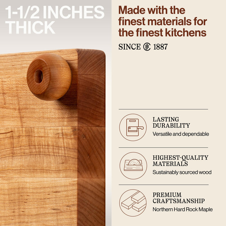B Series Square Wooden Maple Cutting Board 12”x12”