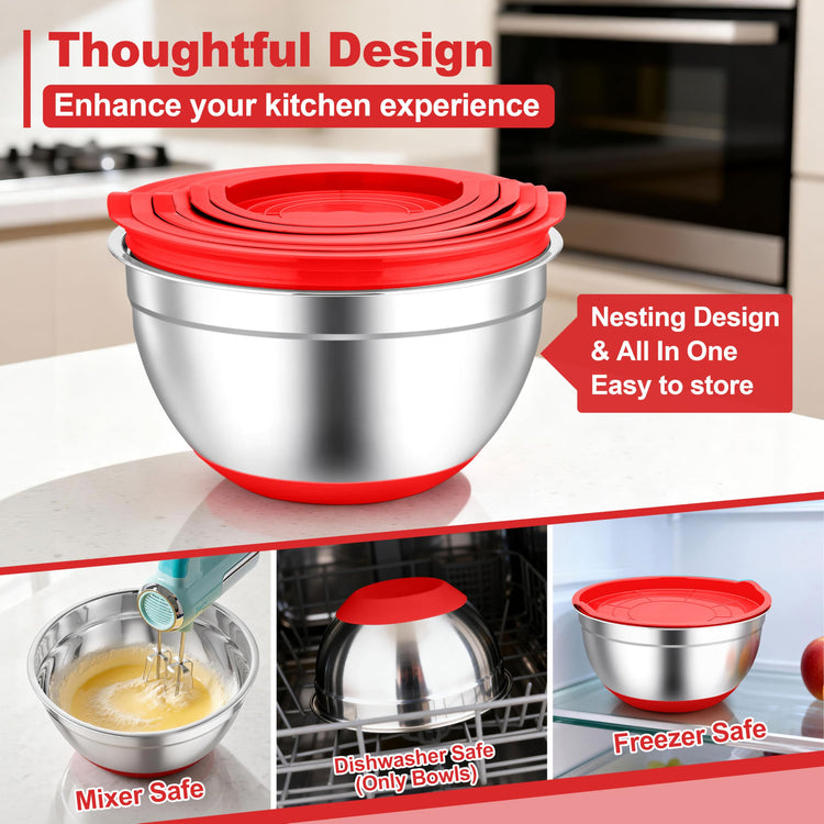 Mixing Bowls Stainless Steel Salad Bowls with Lids