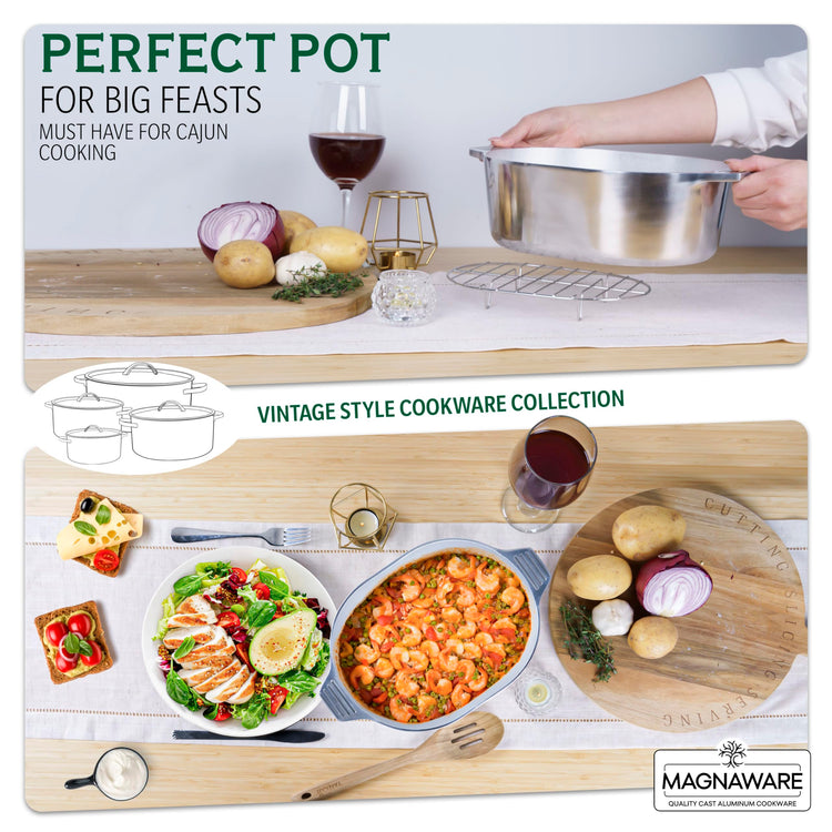 Cast Aluminum Oval Dutch Oven with Lid