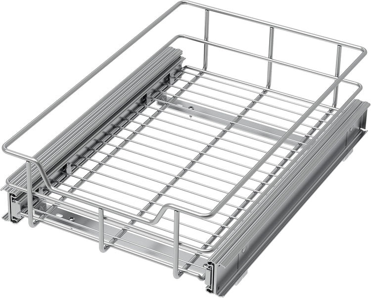 Pull Out Cabinet Organizer 11" W X 17" D, Slide Out Drawers For Kitchen Organizers and Storage, Pull Out Drawers For Cabinets Capacity Heavy Duty Caddy, Cabinet Shelves Chrome-Plated, Bathroom Pantry