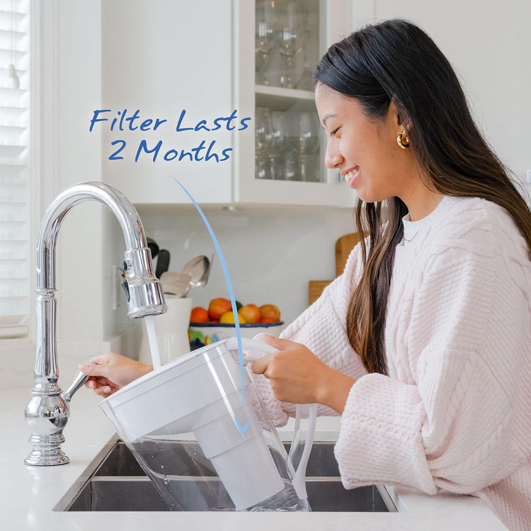 Santevia MINA Alkaline Pitcher | 9-Cup at Water Filter System That Adds Minerals and Makes Alkaline Water | Fluoride, Chlorine and Lead Water Filter | American Filtration Media