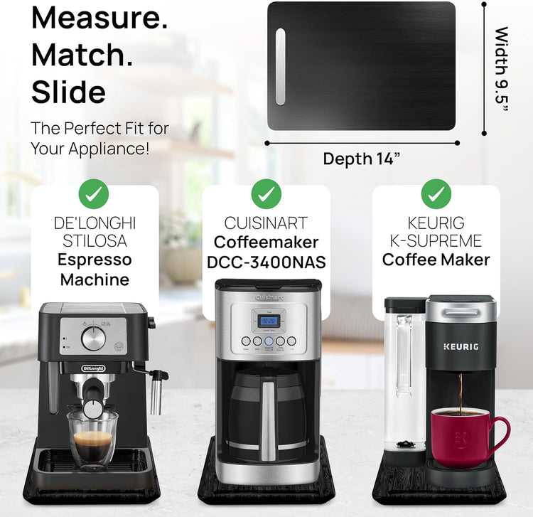 Ibyx Elegant Sliding Tray for Your Coffee Maker & Heavy Kitchen Appliances - Sturdy, Slides Easily from Under The Cabinet (Black, 9.5βW x 14βD)