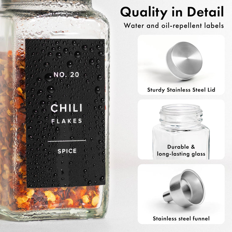 Glass Spice Jars with Label (24 Count)