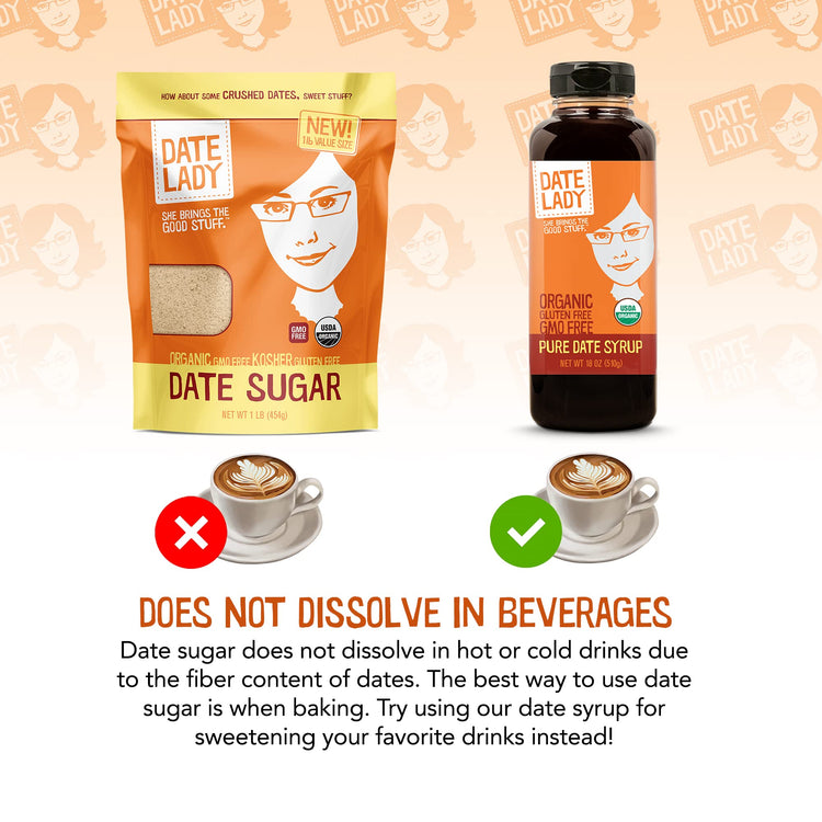 Date Sugar Organic Sugar Substitute for Baking (16 Ounce)