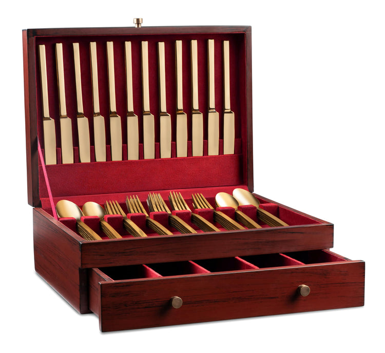 Red Silverware Storage Box with Drawer