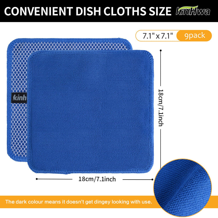 Dish Cloths for Washing Dishes with Scrub Side (9 Count)