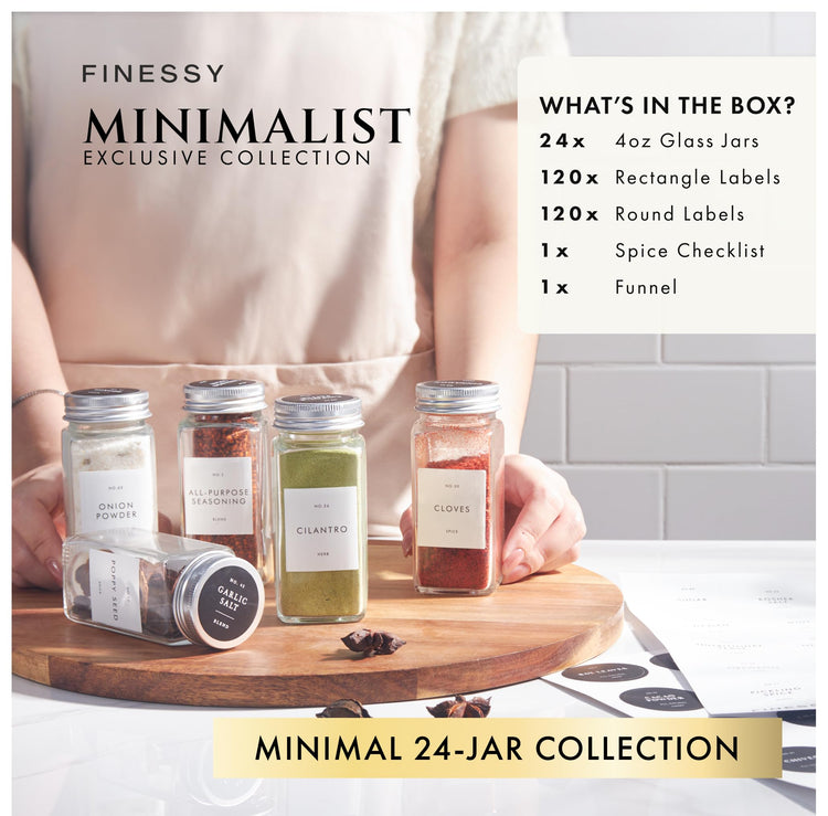 Thick Glass Spice Jars With Airtight Lids And Labels 4oz 24 Pack (24 Count)