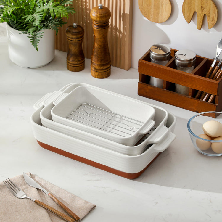 Casserole Dishes for Oven with Roasting Racks (3 Count)