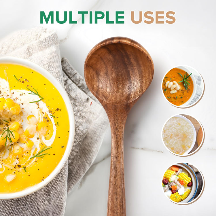 Wooden Soup Ladle Spoons for Cooking Serving