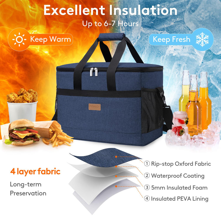 Cooler Bag 50 Cans Collapsible and Insulated Large Lunch Bag Leakproof Soft Cooler Portable for Camping