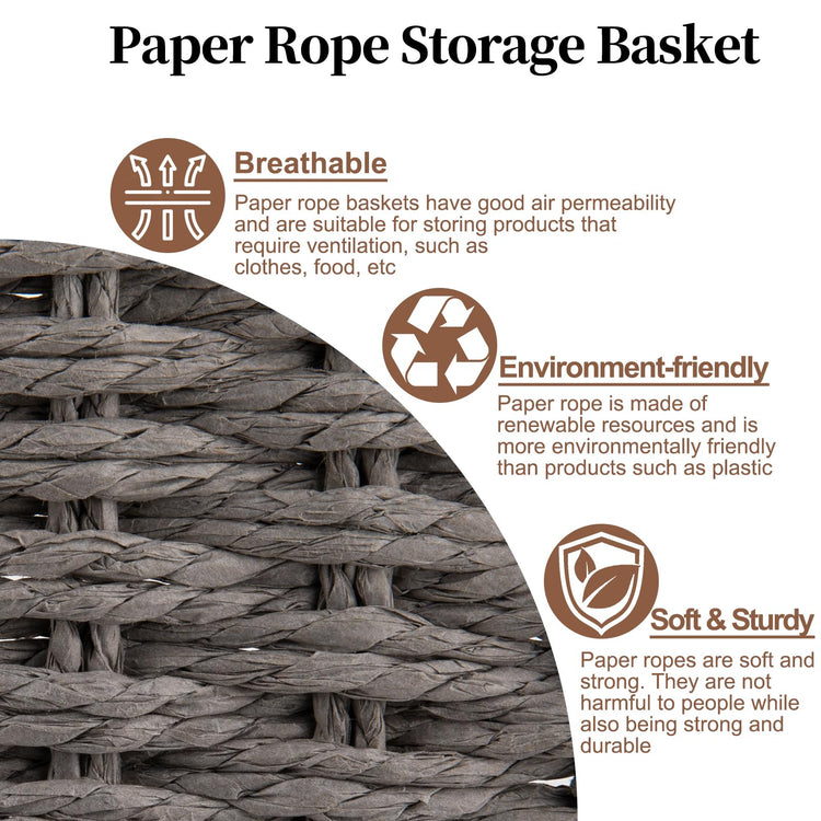 Toilet Paper Baskets Handmade Paper Rope Decorative Wicker Storage Tank Shelf Cabinet Organizer for Bathroom Home (2 Count)
