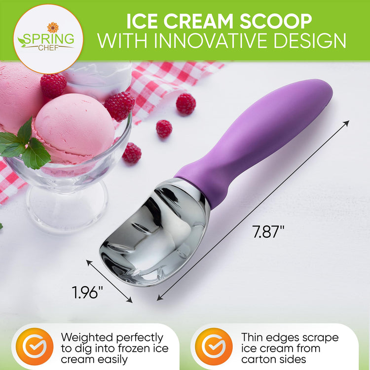 Heavy Duty Metal Ice Cream Scoop with Soft Grip Handle
