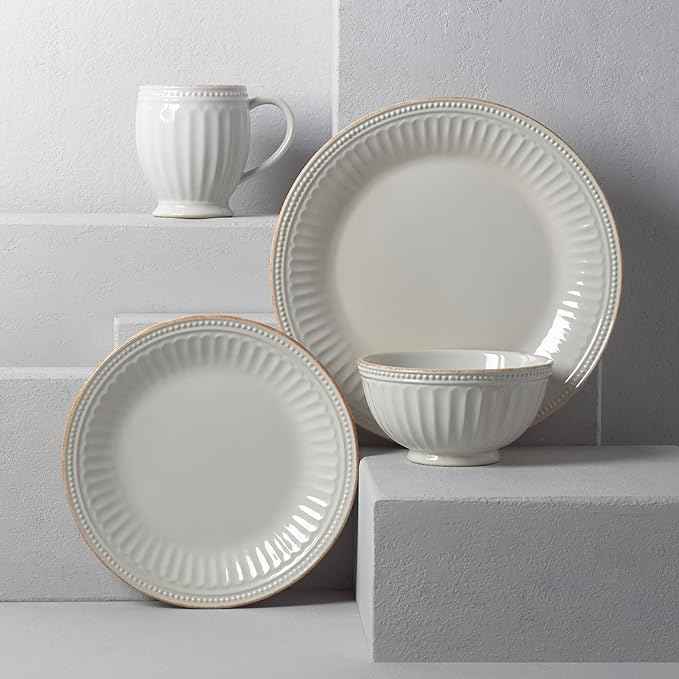 Lenox White French Perle Groove 4Pc Place Setting, 6.95 LB