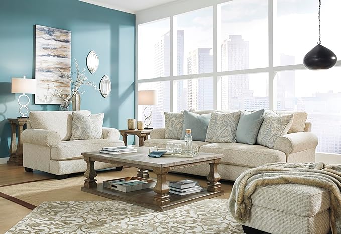 Signature Design by Ashley Monaghan Classic Upholstered Oversized Chair with Toss Pillow, Light Brown