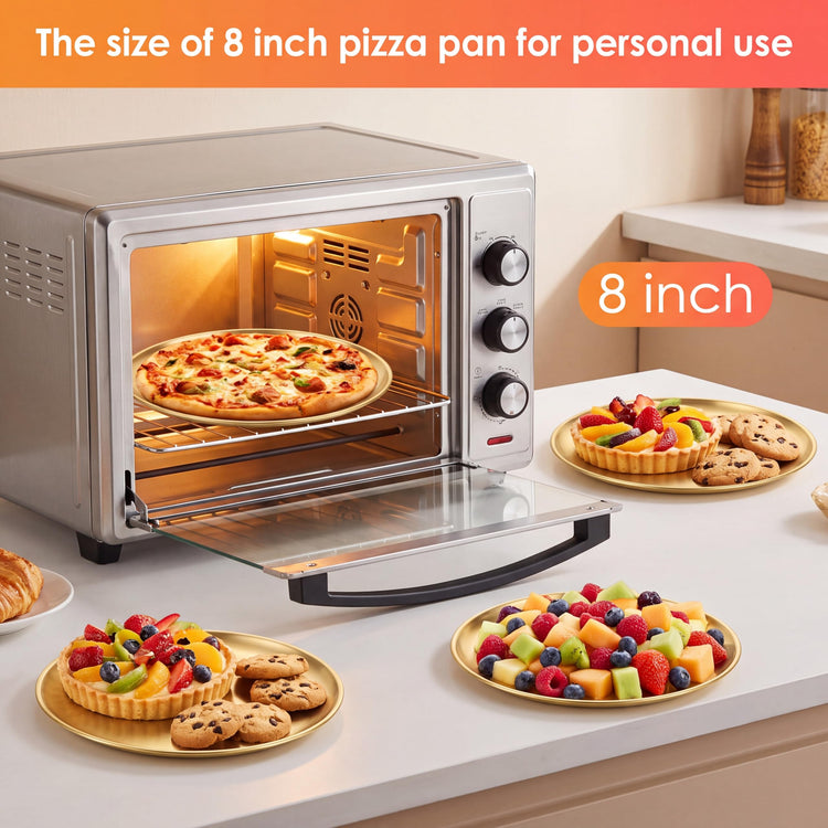 8 Pieces Gold Pizza Pans 8 Inch Bakeware (8 Count)