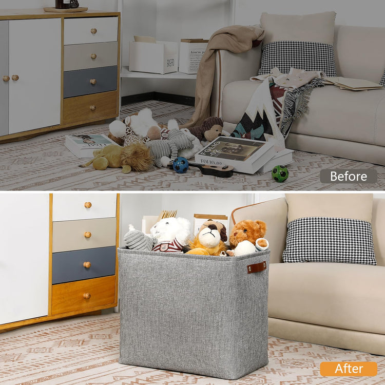 Large Storage Baskets for Blankets Living Room 51L Canvas Storage Baskets for Organizing 3 Pack Collapsible Baskets Bins for Organizing Home Office with Handles (3 Count)