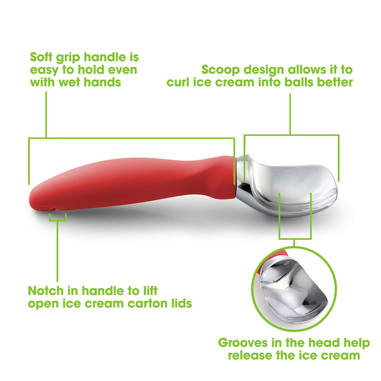 Stainless Steel Ice Cream Scoop with Soft Grip Handle