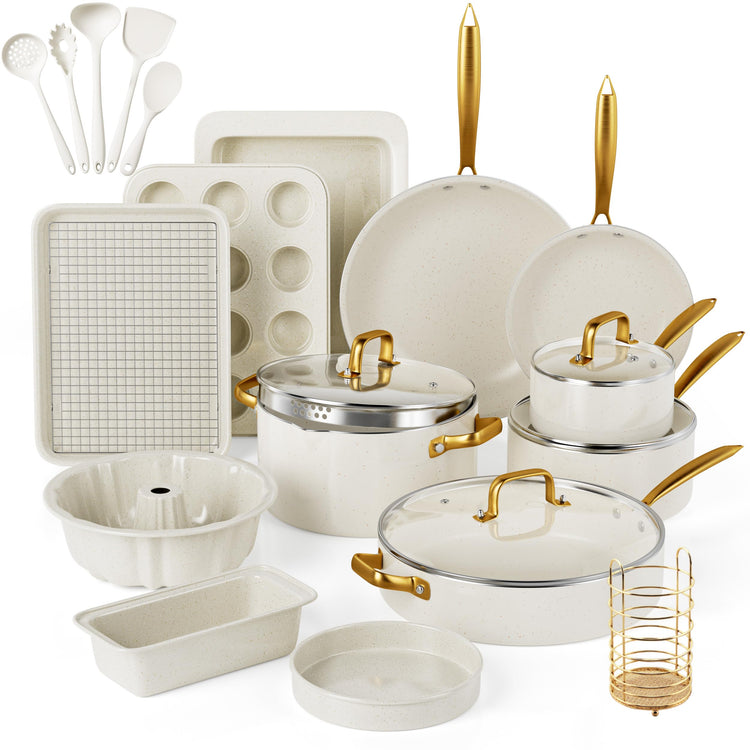 Pots and Pans Set Nonstick Granite Cookware Bakeware Set