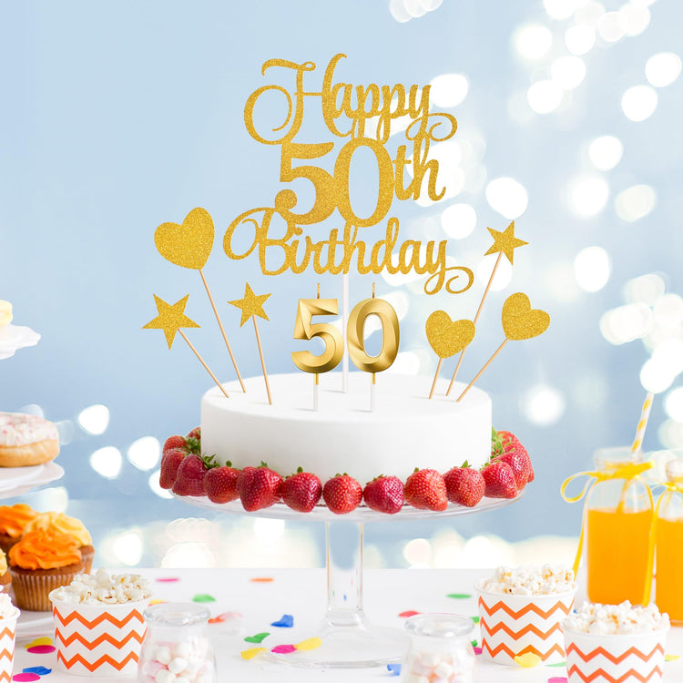 50th Birthday Cake Decorations (9 Count)