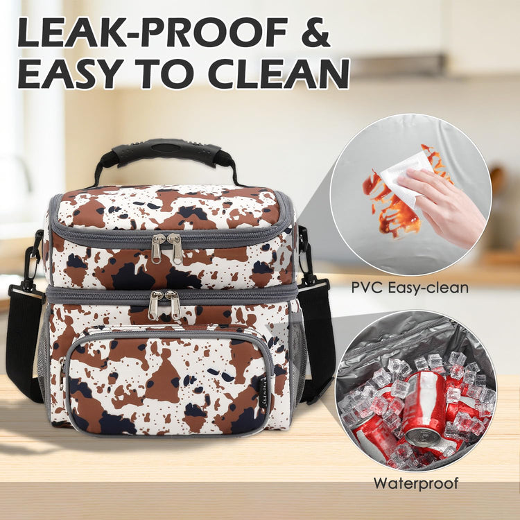 Double Layer Cooler Insulated Lunch Bag Adult Lunch Box Large Tote Bag for Men (2 Count)