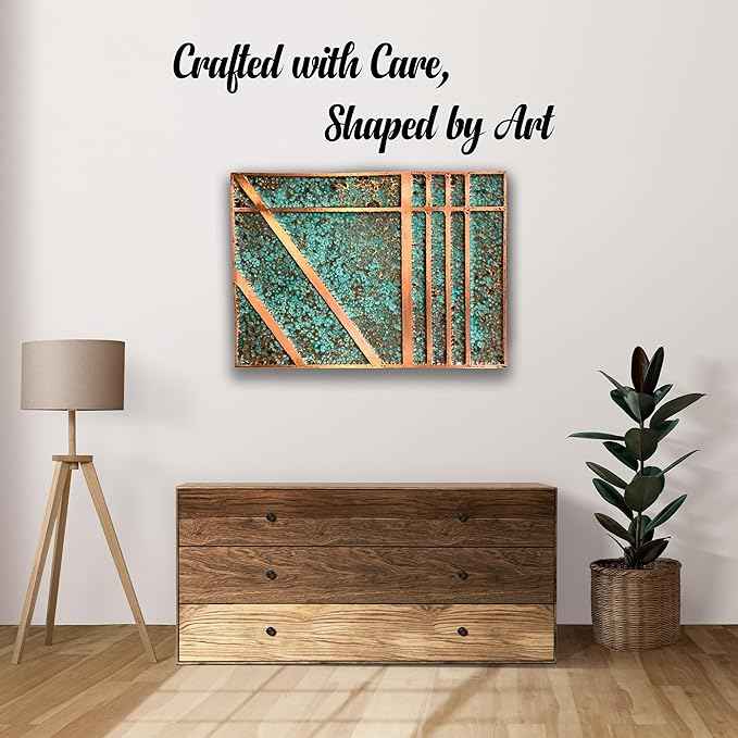 nooc art Handmade Copper Wall Art for Home, Living Room, Bedroom, Kitchen and Office Decor, Rustic Decorative Mural Art for Farmhouse Decor (patina of modern, 9.8 x 13.8, Unframed)
