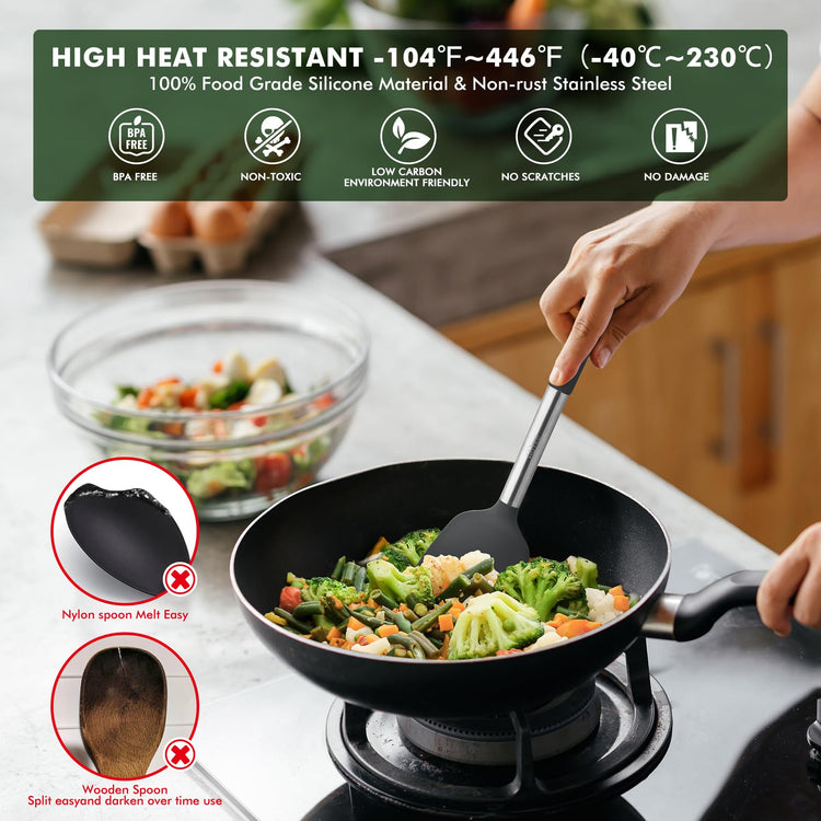 446°F Heat Resistant Silicone Kitchen Utensils (14 Count)