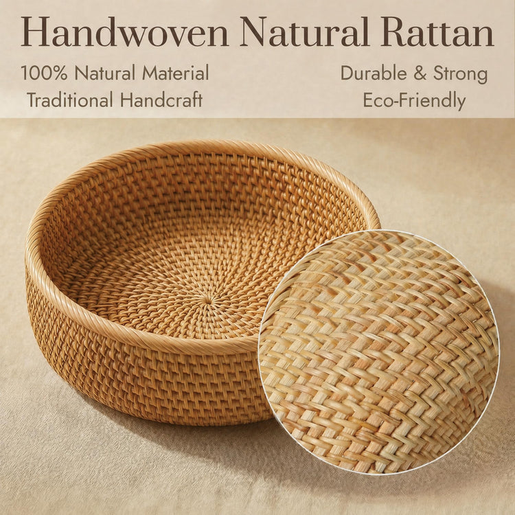 Fruit Basket Wicker Basket Rattan Fruit Bowls (3 Count)