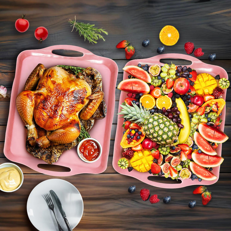 Large Non Slip Serving Tray with Handles (4 Count)