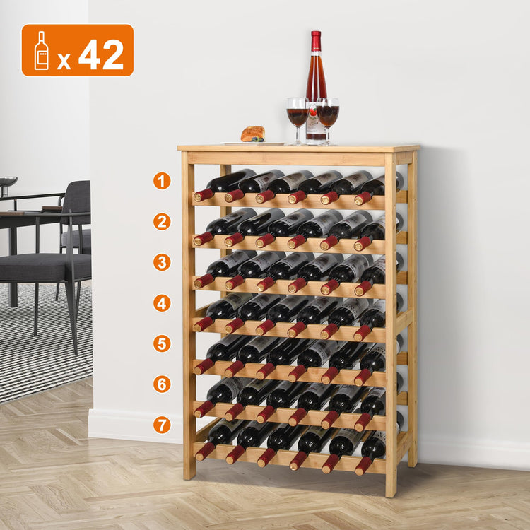 42 Bottles Bamboo Wine Rack