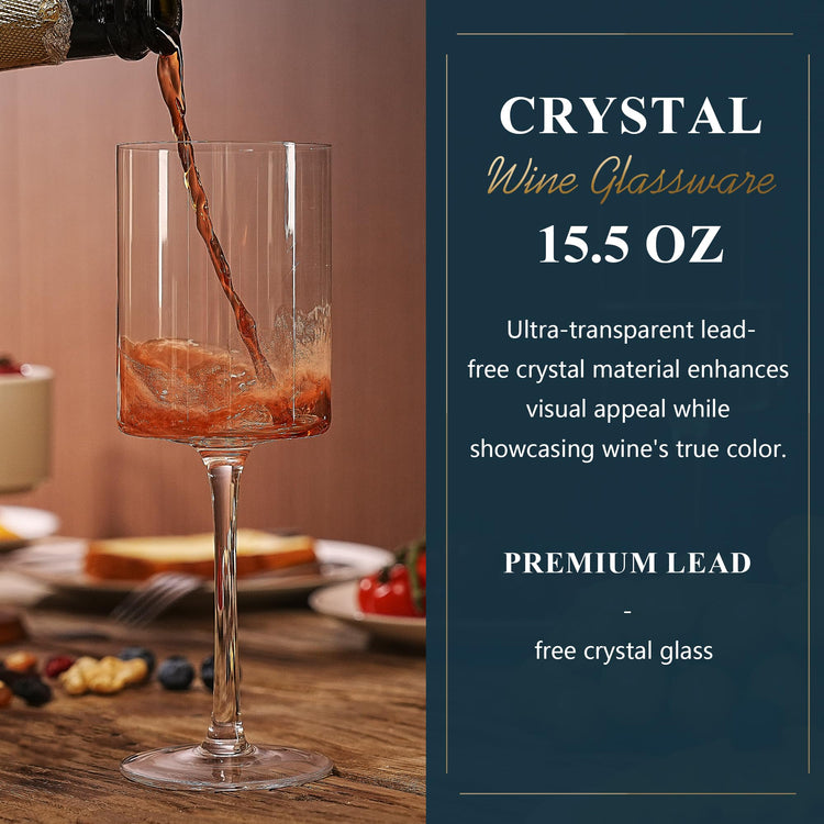 Square Crystal Wine Glasses Set of 4 (4 Count)