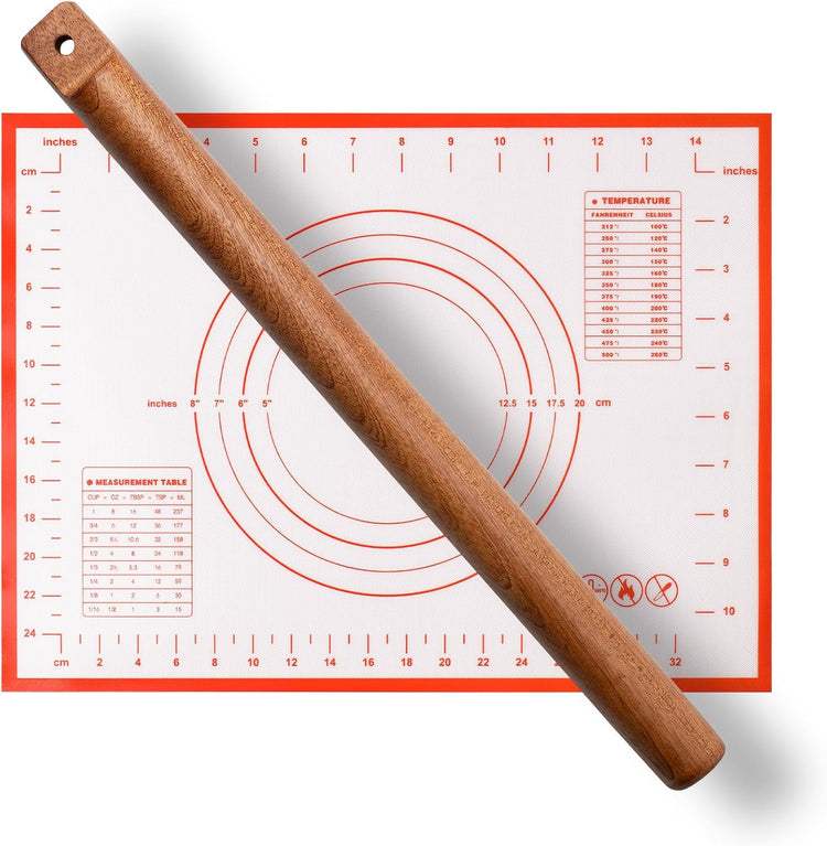 Versatile Rolling Pin for Dough - Sapele Wood Rolling Pin with Unique Hanging Hole Design - Perfect for Baking, Pies - Pastries, Elegant Wooden Rolling Pins - Your best 16 Inches French Rolling Pins
