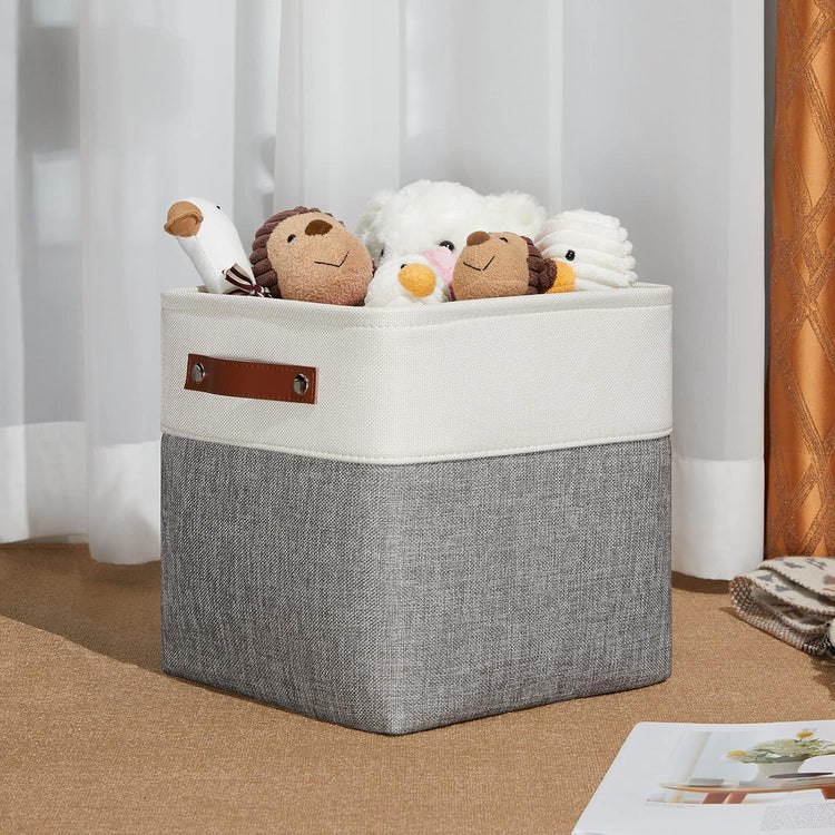 DULLEMELO 11 Inch Cube Storage Bins Fabric Storage Cubes 4 Pack Foldable Cube Storage Baskets for Cube Organizer, Cube Storage Organizer Bins for Home Office Organizer Closet, Shelves, Toy, Nursery