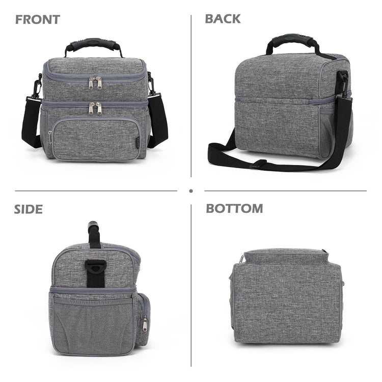 Double Layer Cooler Insulated Lunch Bag Adult Lunch Box Large Tote Bag for Men (2 Count)
