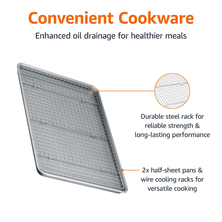 Ceramic Nonstick Baking Sheets & Cooling Rack Set (2 Count)