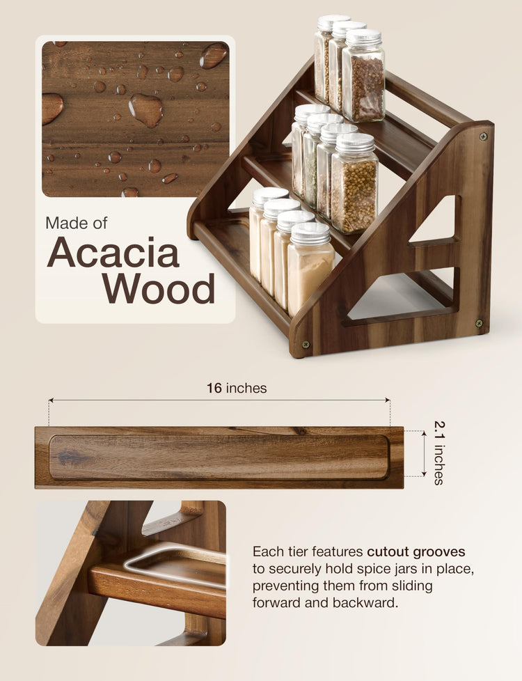 Acacia Wood Spice Rack