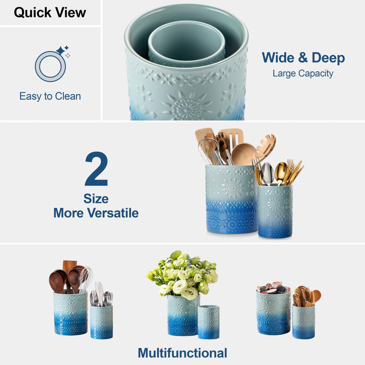 7.2"+5.4" Ceramic Utensil Holder Set of 2 (2 Count)