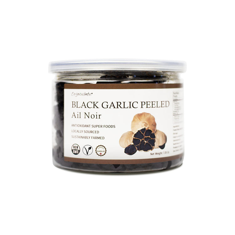 Canada Peeled Black Garlic Fermented for 90 Days Peeled Multiple Clove Super Foods (7.05 Ounce)