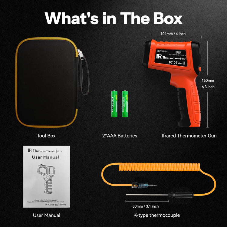 Infrared Thermometer Temperature Gun 2732°F 50