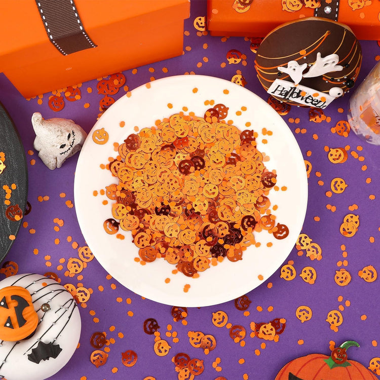 Halloween Pumpkin Confetti Table Decorations