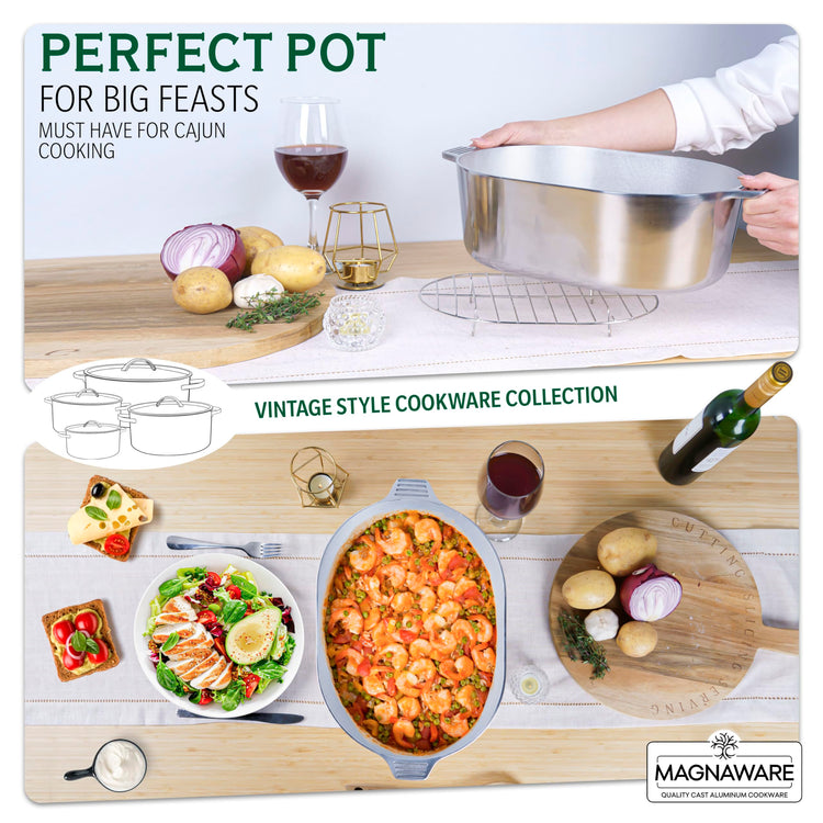 Cast Aluminum Oval Dutch Oven with Lid