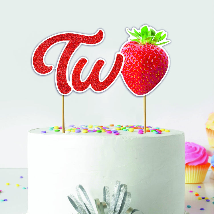 Real Strawberry Two Cake Topper