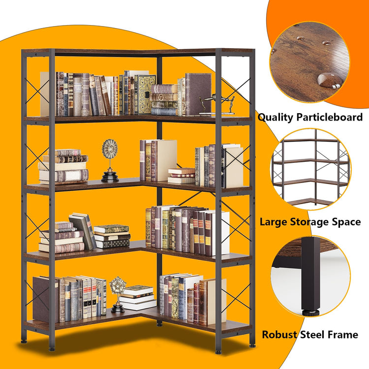 5 Shelf Corner Bookshelf