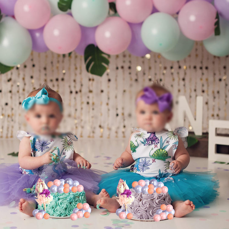 21 Pack Flower Boho Cake Topper Ball Cake Decorations Palm Leaves Plants Cake Decor for Girl Bohemian Princess Theme Wedding Baby Shower Birthday Party Supplies Pink Purple (21 Count)