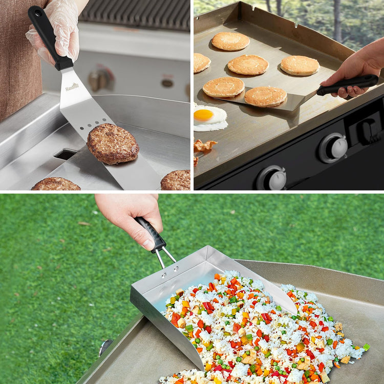 3 Piece Griddle Tool Set with Food Mover & 2 Grill Spatulas (3 Count)